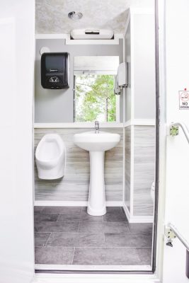 Climate Controlled Comforts of Home 2-Stall Restroom Trailer with urinal and sink 2